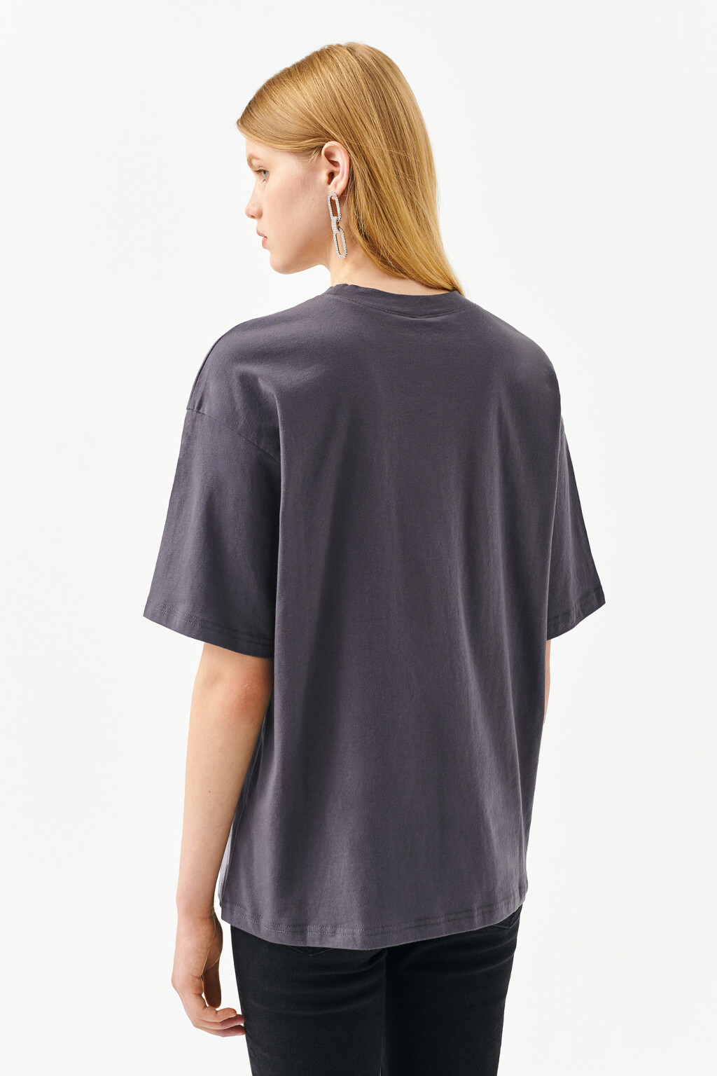 Футболка oversize с принтом - цвет серый - 2