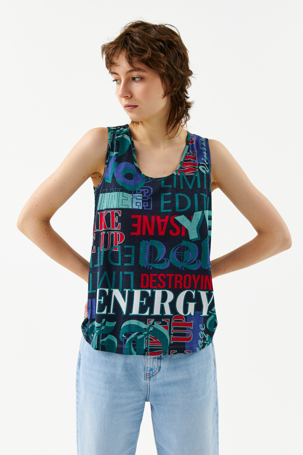 Майка oversize с принтом - цвет зеленый - 1