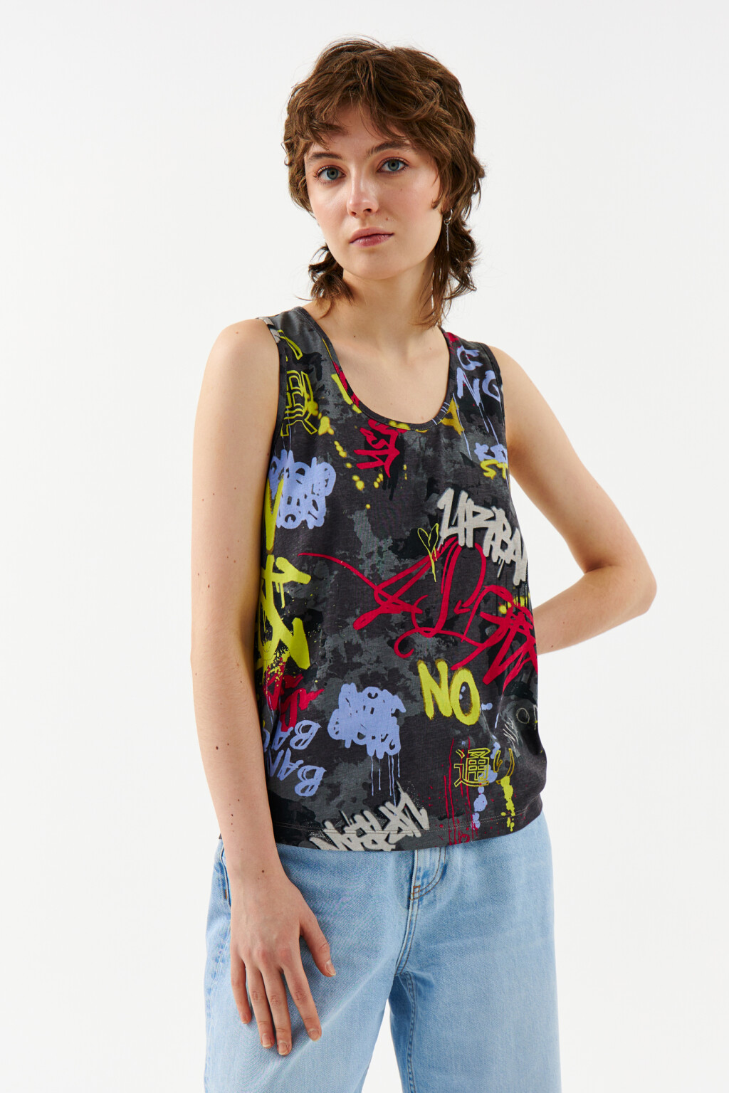 Майка oversize с принтом - цвет мультиколор - 1