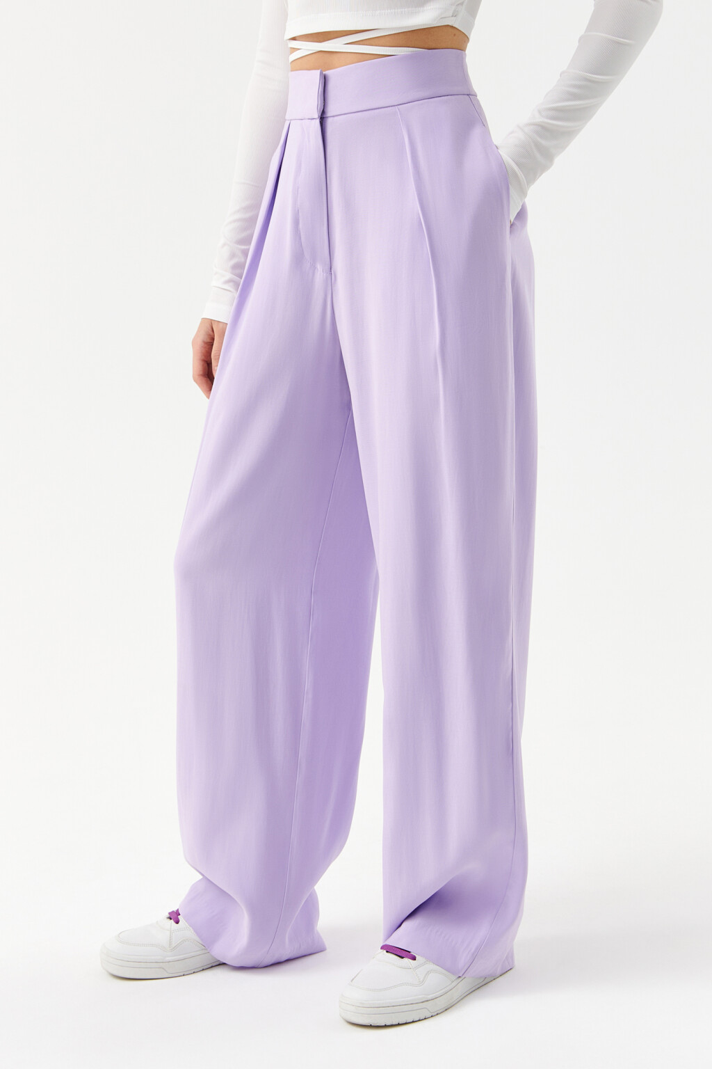 Брюки суперширокие костюмные - цвет сиреневый - 3