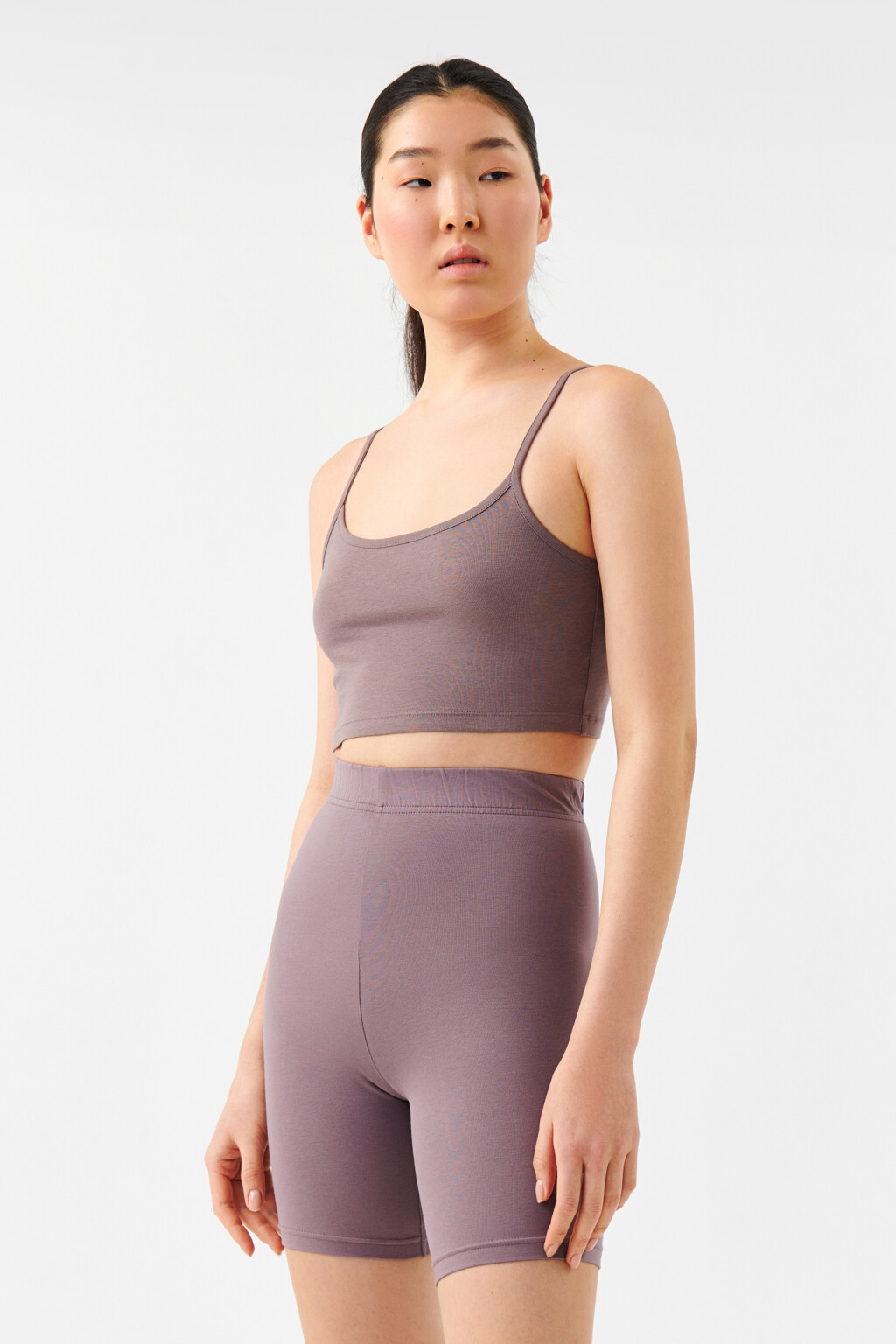 Кроп-топ хлопковый базовый - цвет коричневый - 2