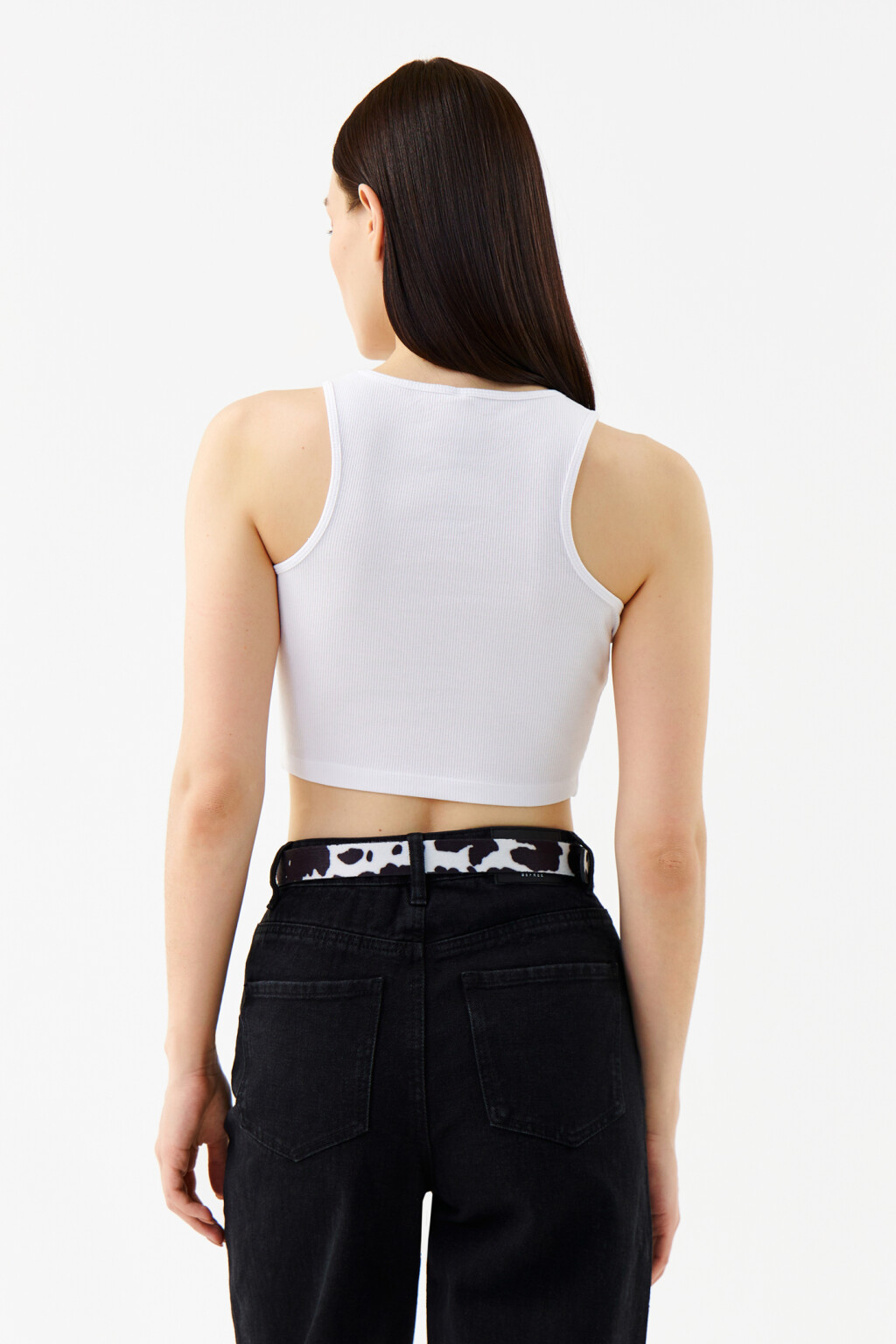Топ-майка облегающий в рубчик - цвет белый - 2