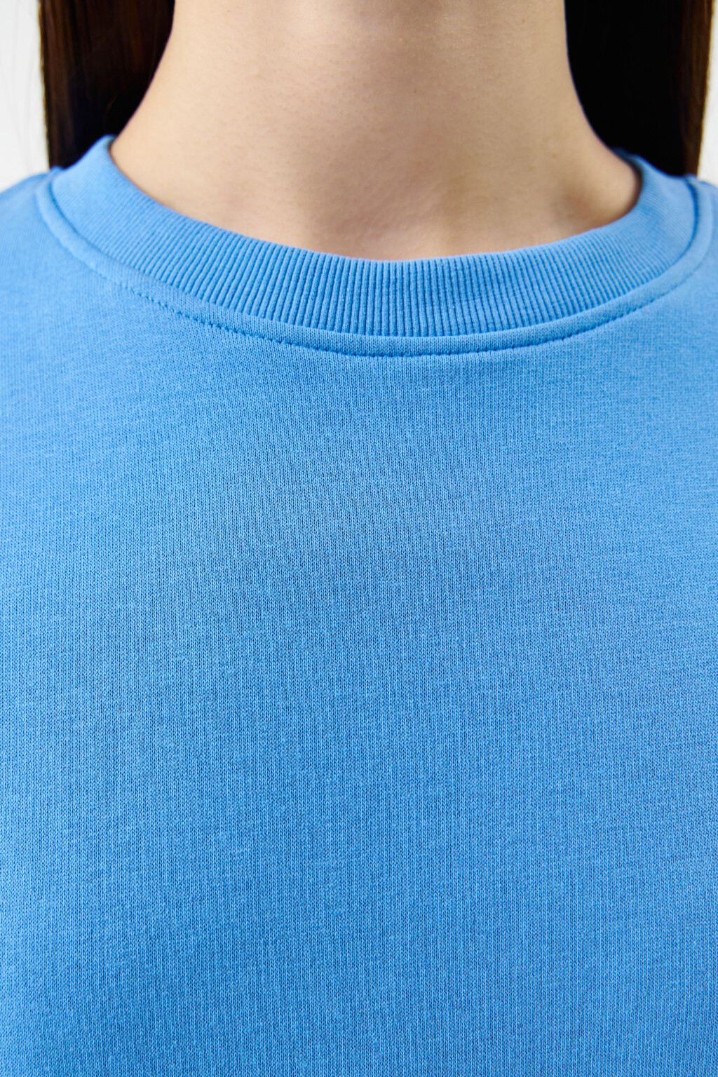 Футболка свободная однотонная из футера - цвет голубой - 5