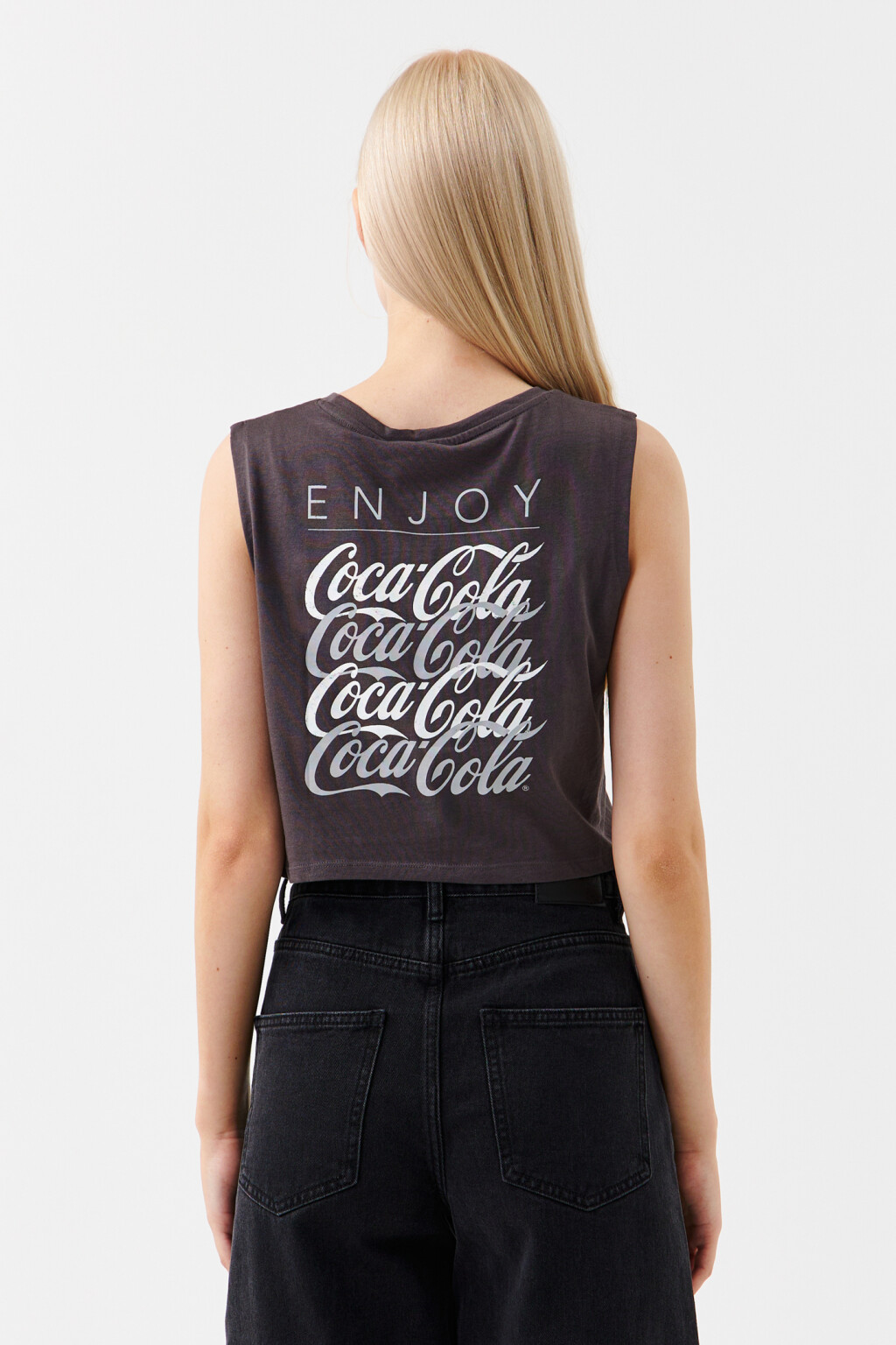 Майка хлопковая с принтом coca-cola - цвет серый - 3