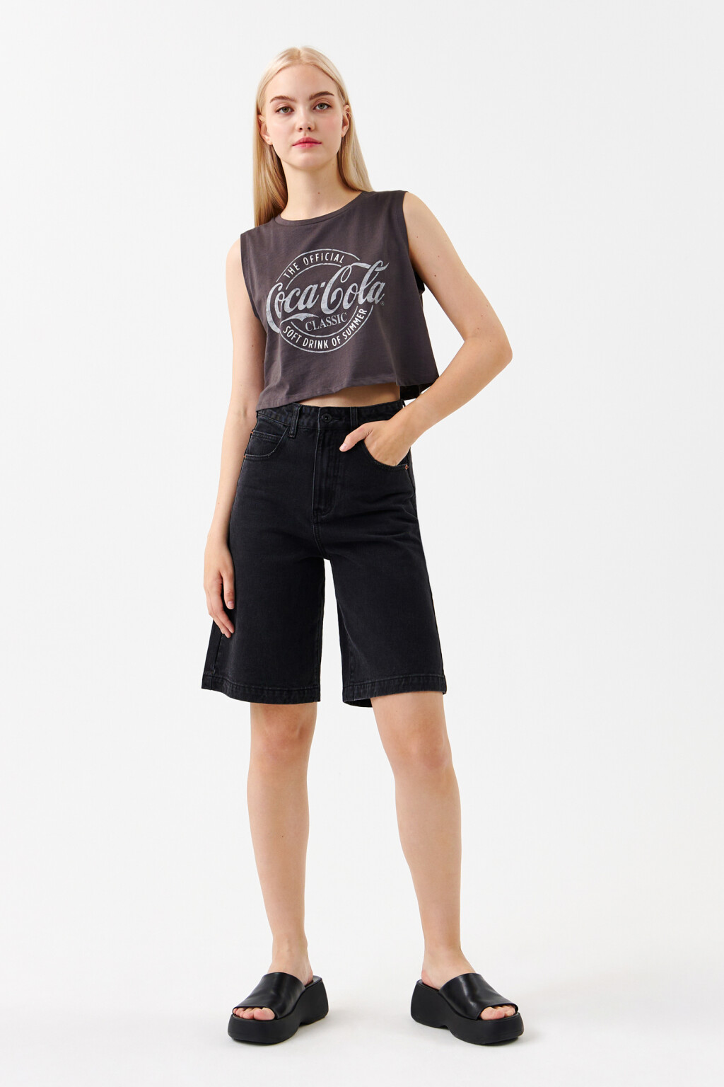 Майка хлопковая с принтом coca-cola - цвет серый - 4