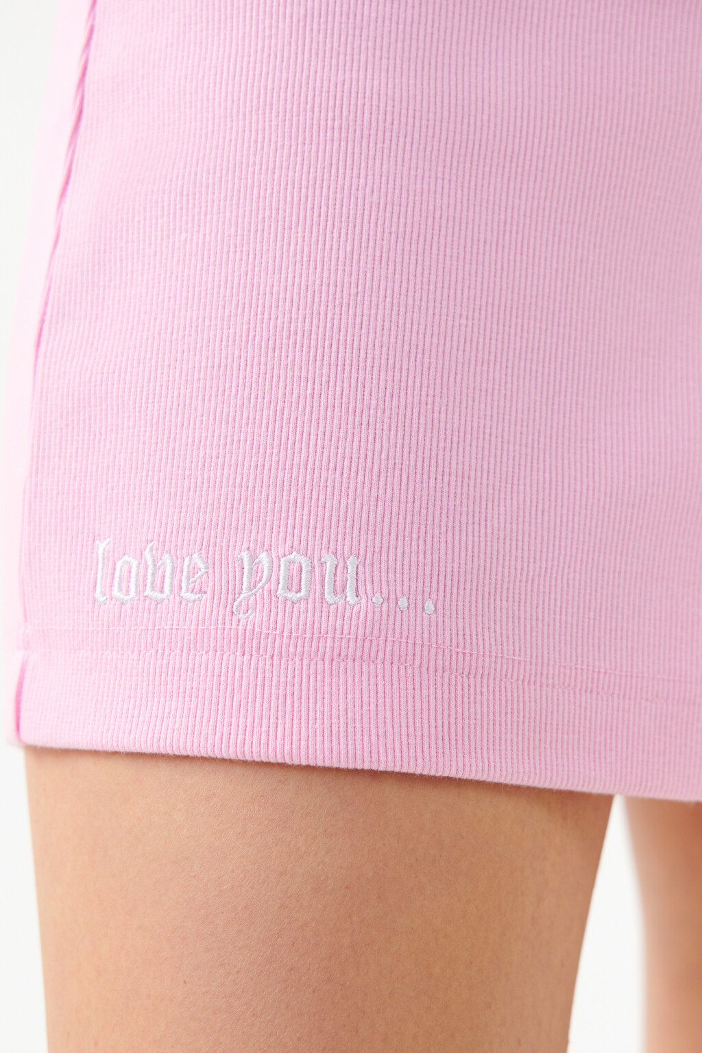 Юбка мини облегающая в рубчик - цвет розовый - 5