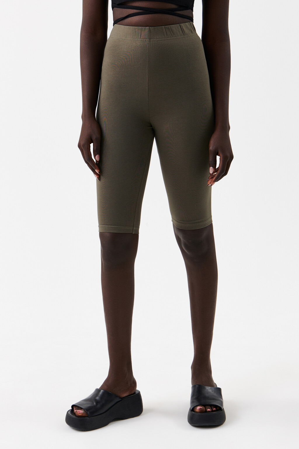 велосипедки хлопковые с высокой посадкой - цвет зеленый - 1