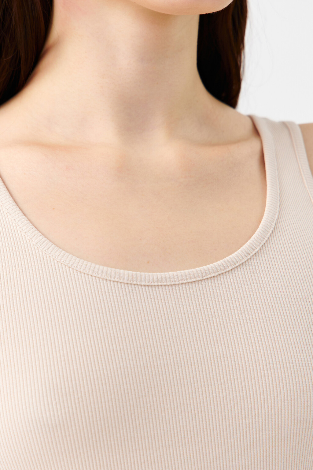 Майка-борцовка облегающая в рубчик - цвет бежевый - 6