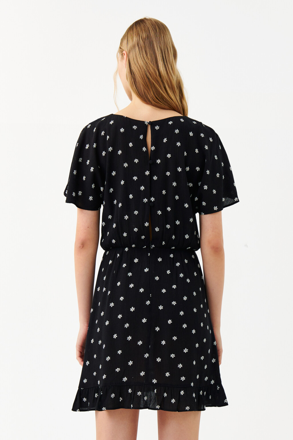 Платье мини с резинкой на талии и воланами - цвет мультиколор - 2