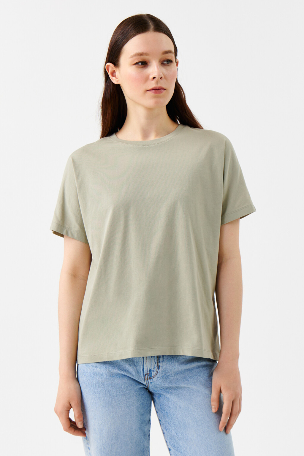 Футболка хлопковая базовая - цвет зеленый - 1