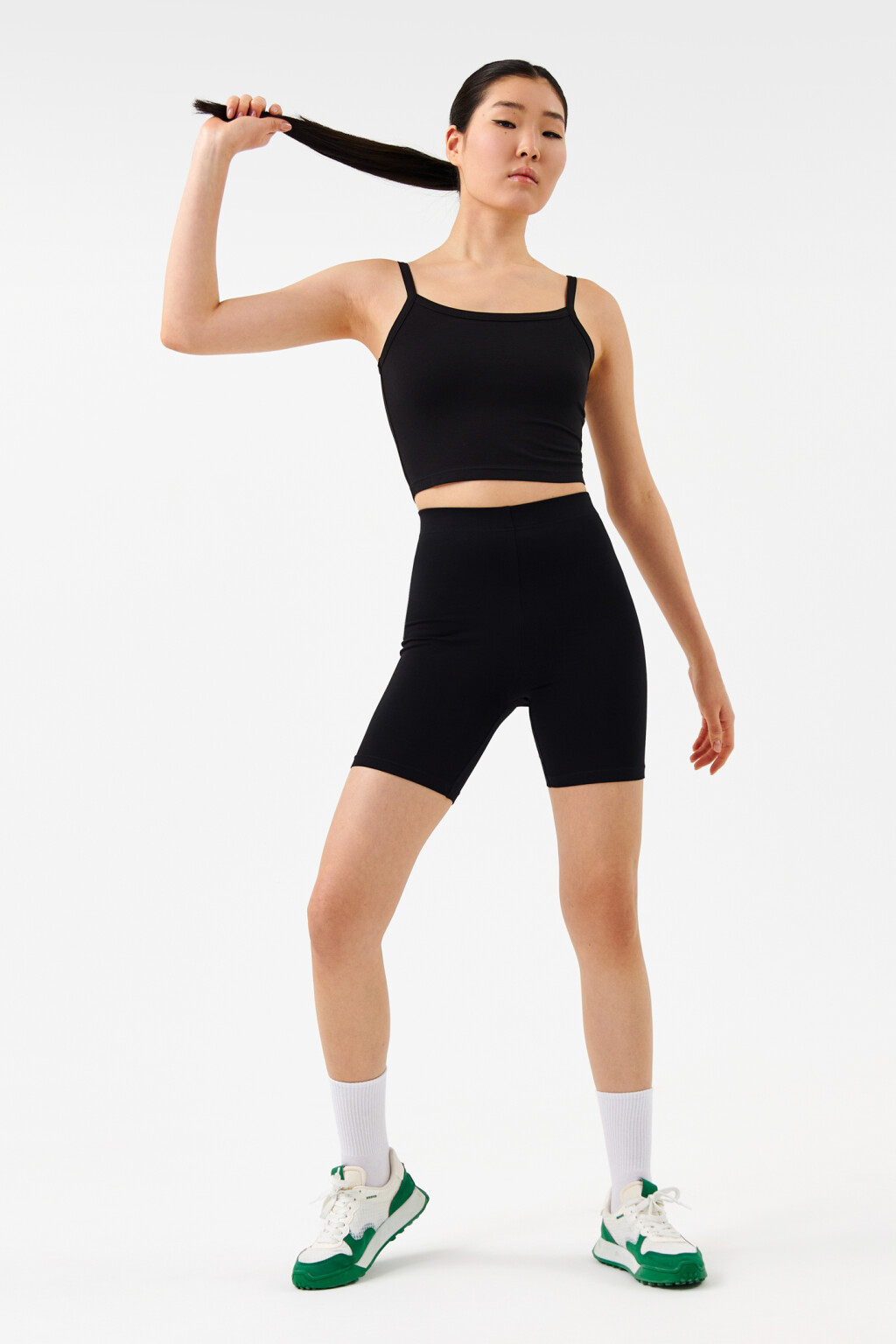 Майка хлопковая укороченная - цвет черный - 4