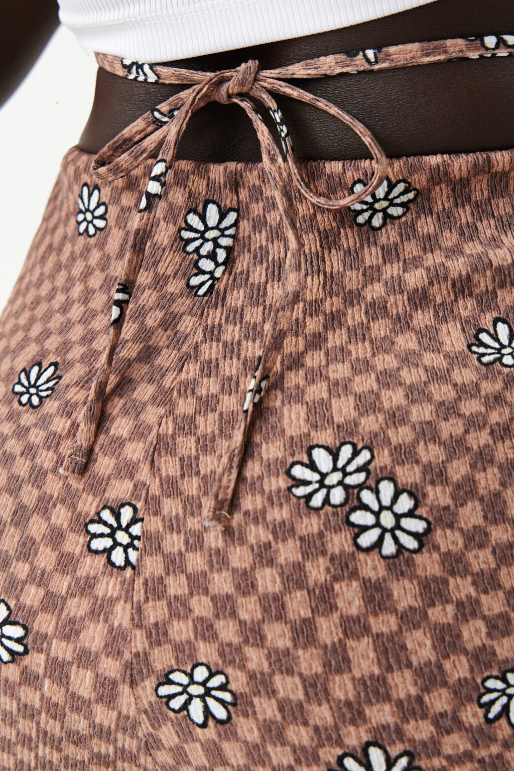 Брюки клеш с завязками на талии - цвет коричневый - 6