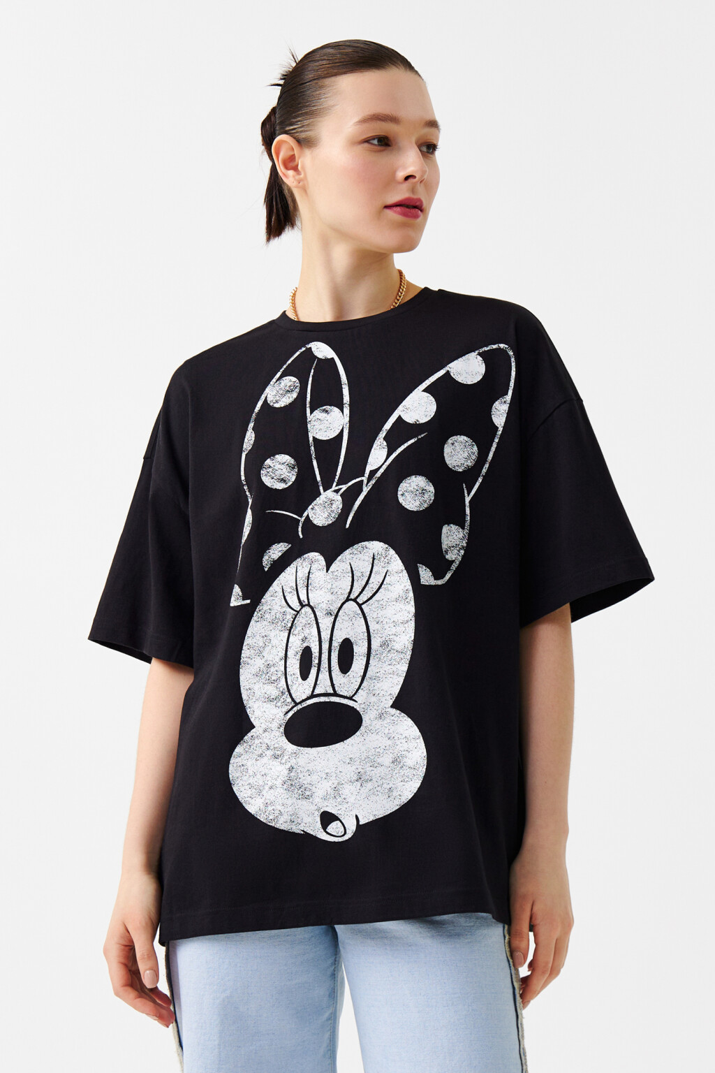 Футболка oversize с принтом микки маус - цвет черный - 1