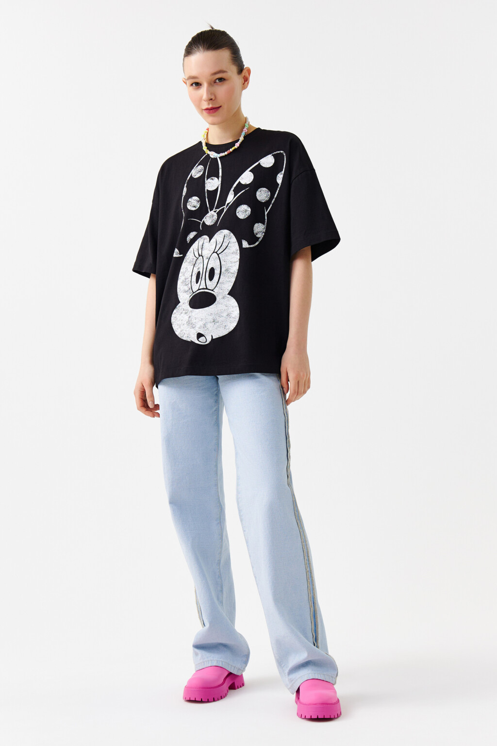 Футболка oversize с принтом микки маус - цвет черный - 4