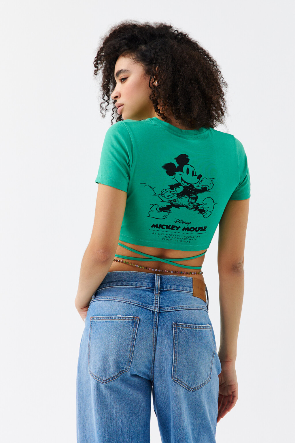 Топ-футболка с завязками на талии - цвет зеленый - 2