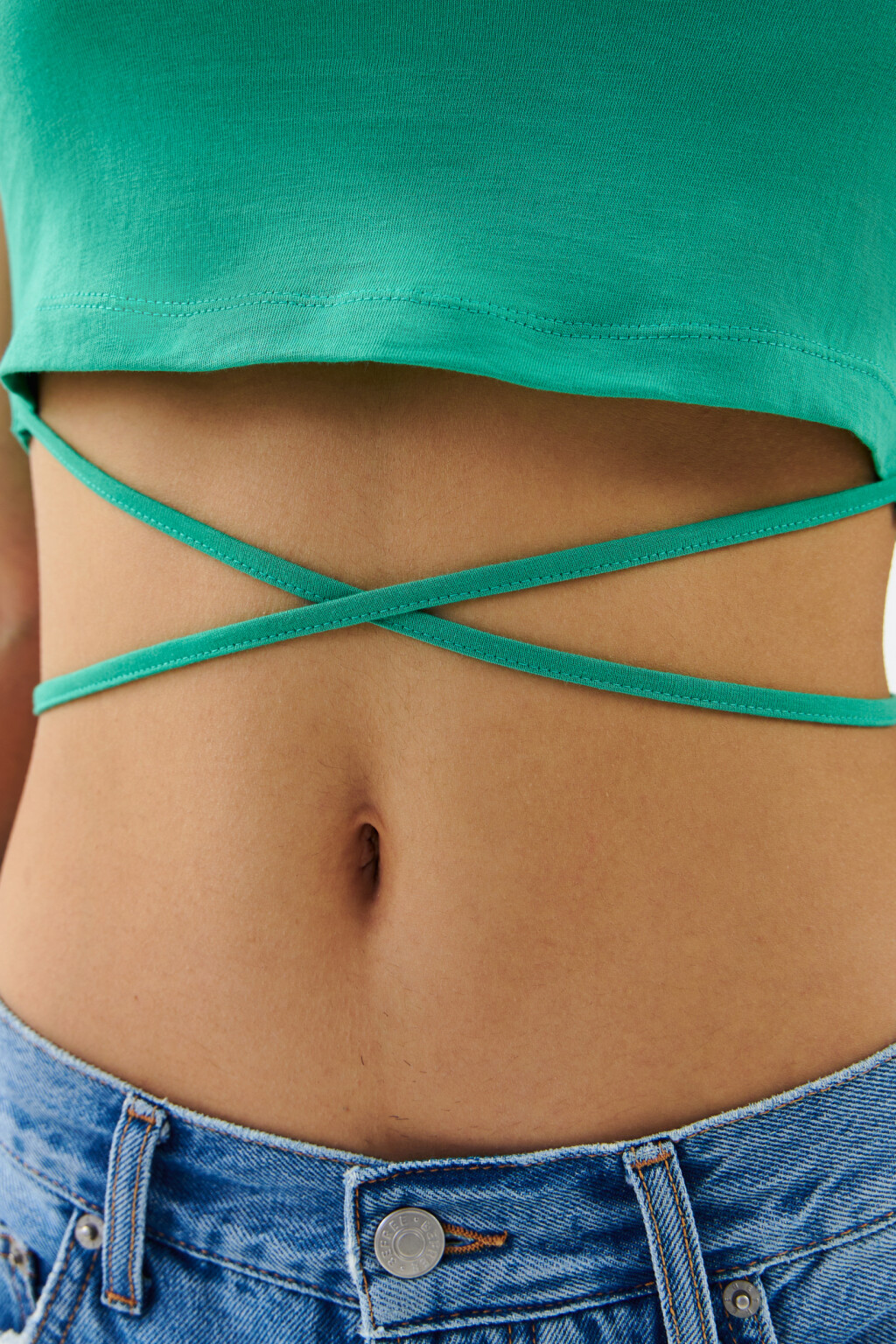 Топ-футболка с завязками на талии - цвет зеленый - 7