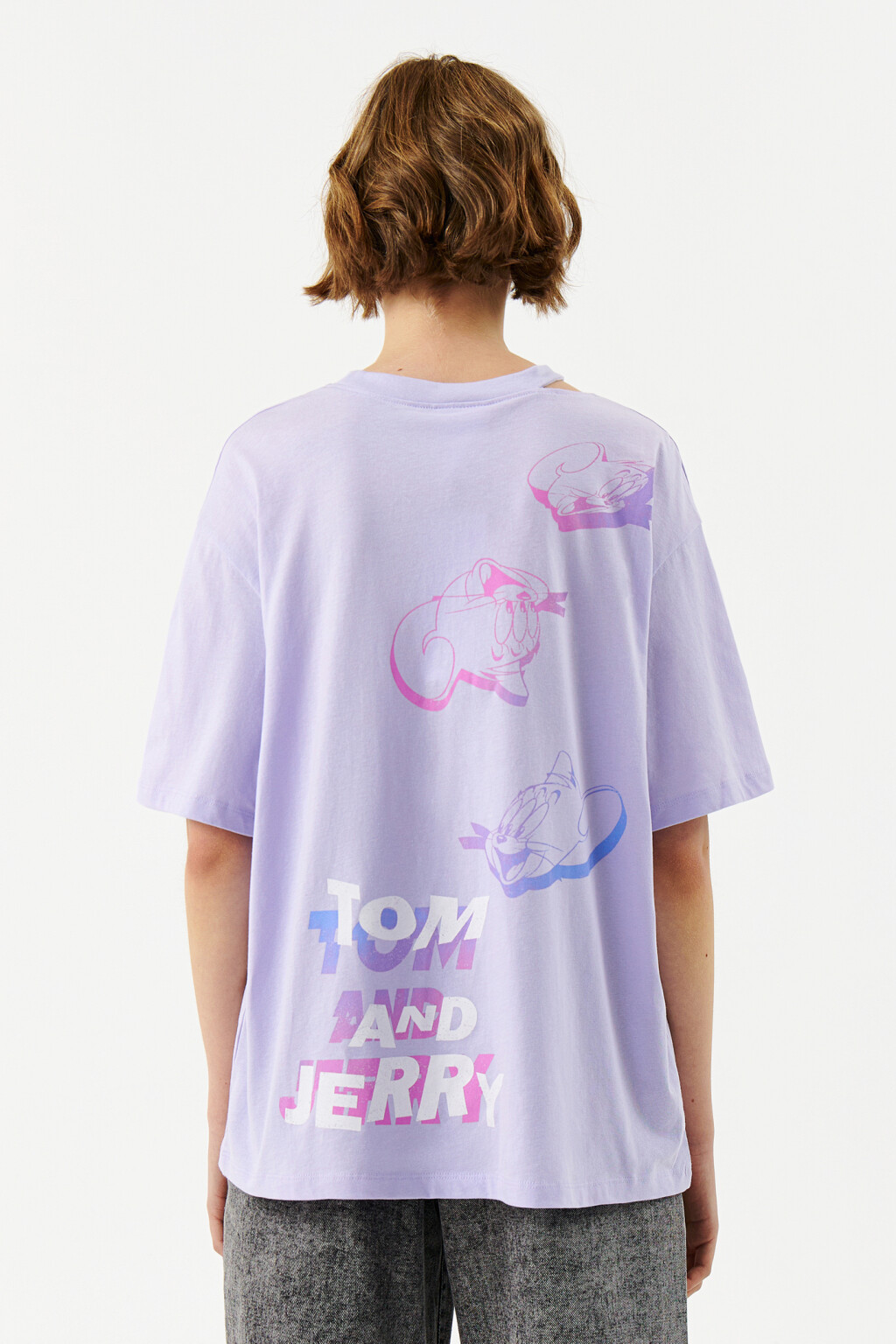 Футболка хлопковая с принтом том и джерри - цвет фиолетовый - 2