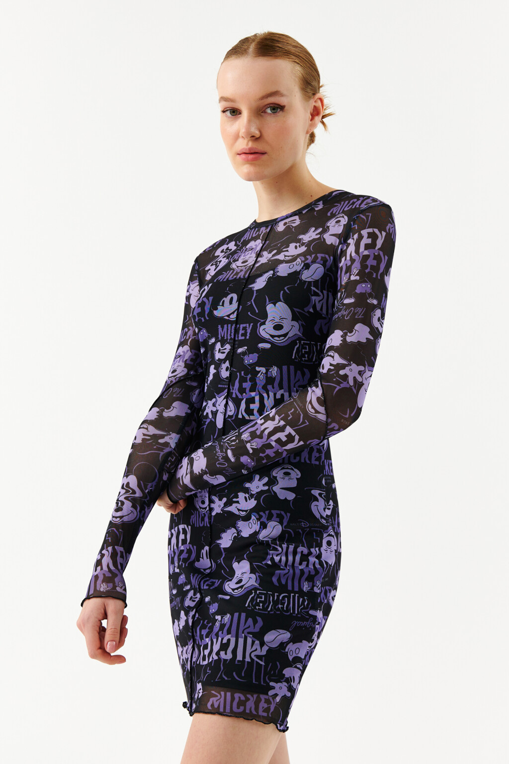 Платье мини с принтом микки маус - цвет сиреневый - 3