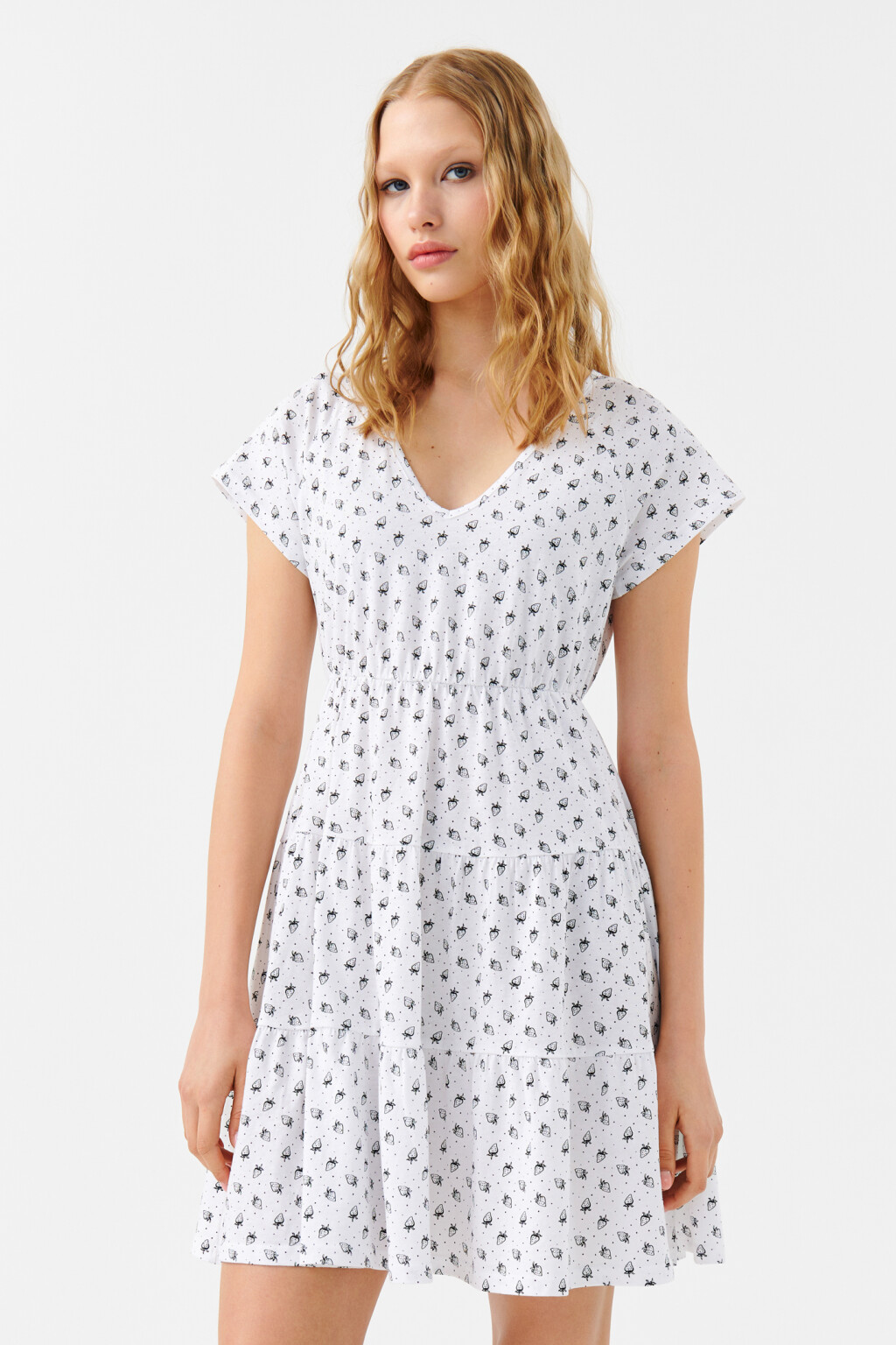 Платье бэбидолл с короткими рукавами - цвет белый - 1