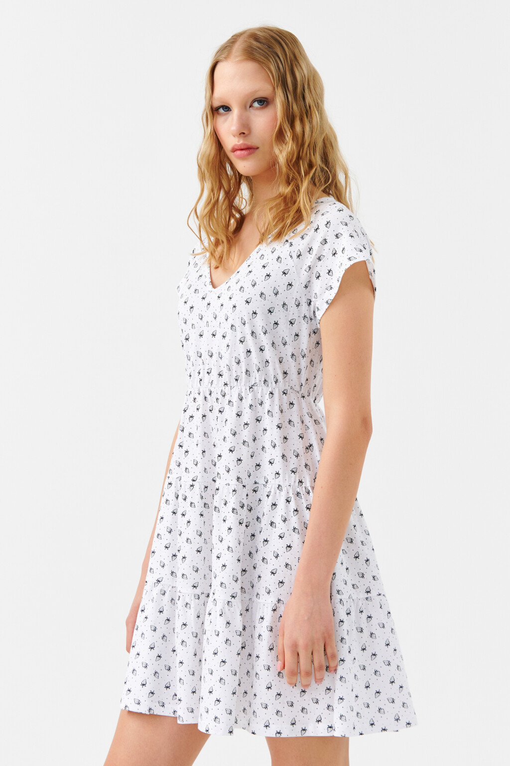 Платье бэбидолл с короткими рукавами - цвет белый - 3