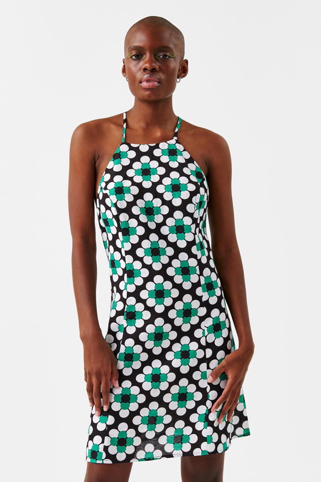 Платье-сарафан с открытой спинкой - цвет зеленый - 1