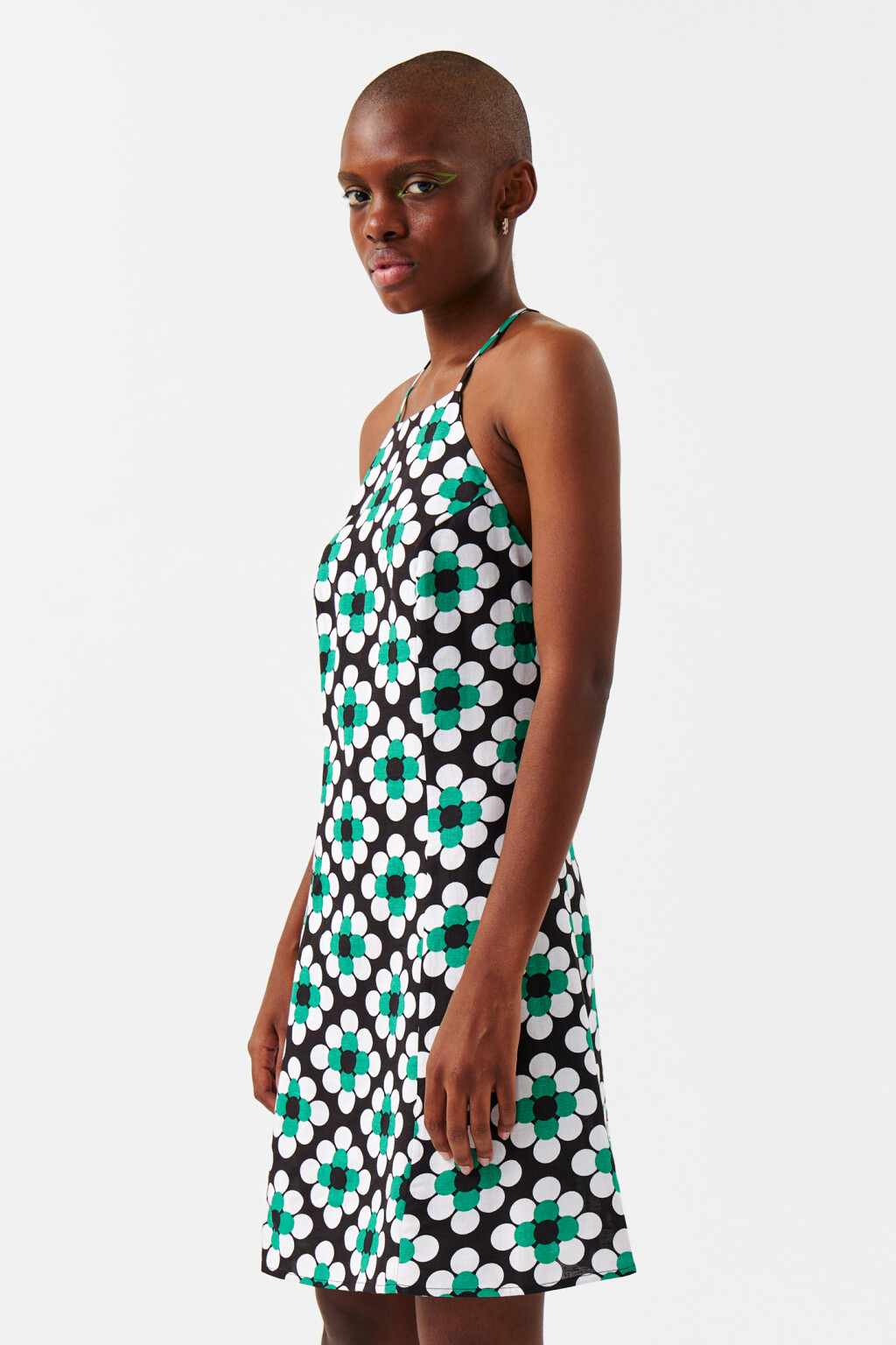 Платье-сарафан с открытой спинкой - цвет зеленый - 2