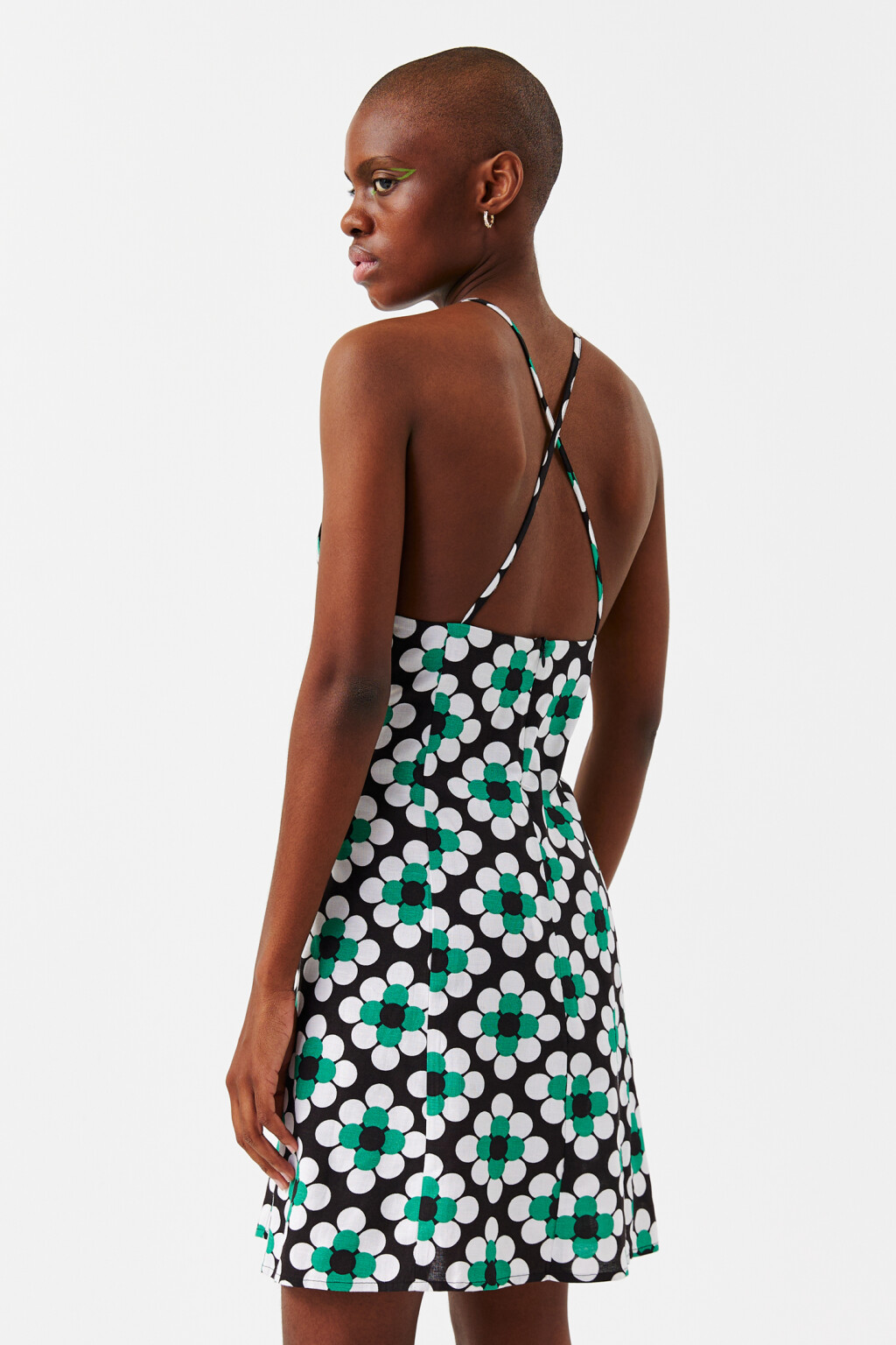 Платье-сарафан с открытой спинкой - цвет зеленый - 3