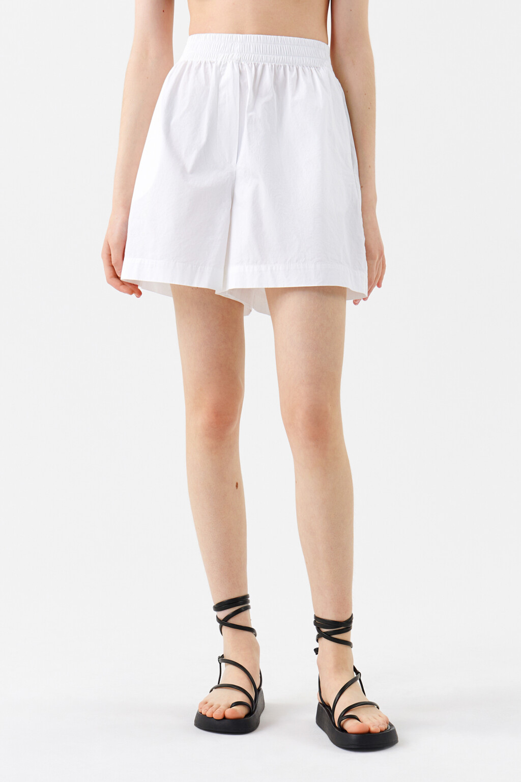 Шорты хлопковые А-силуэта - цвет белый - 2