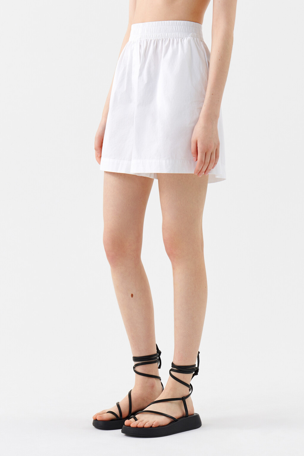 Шорты хлопковые А-силуэта - цвет белый - 3