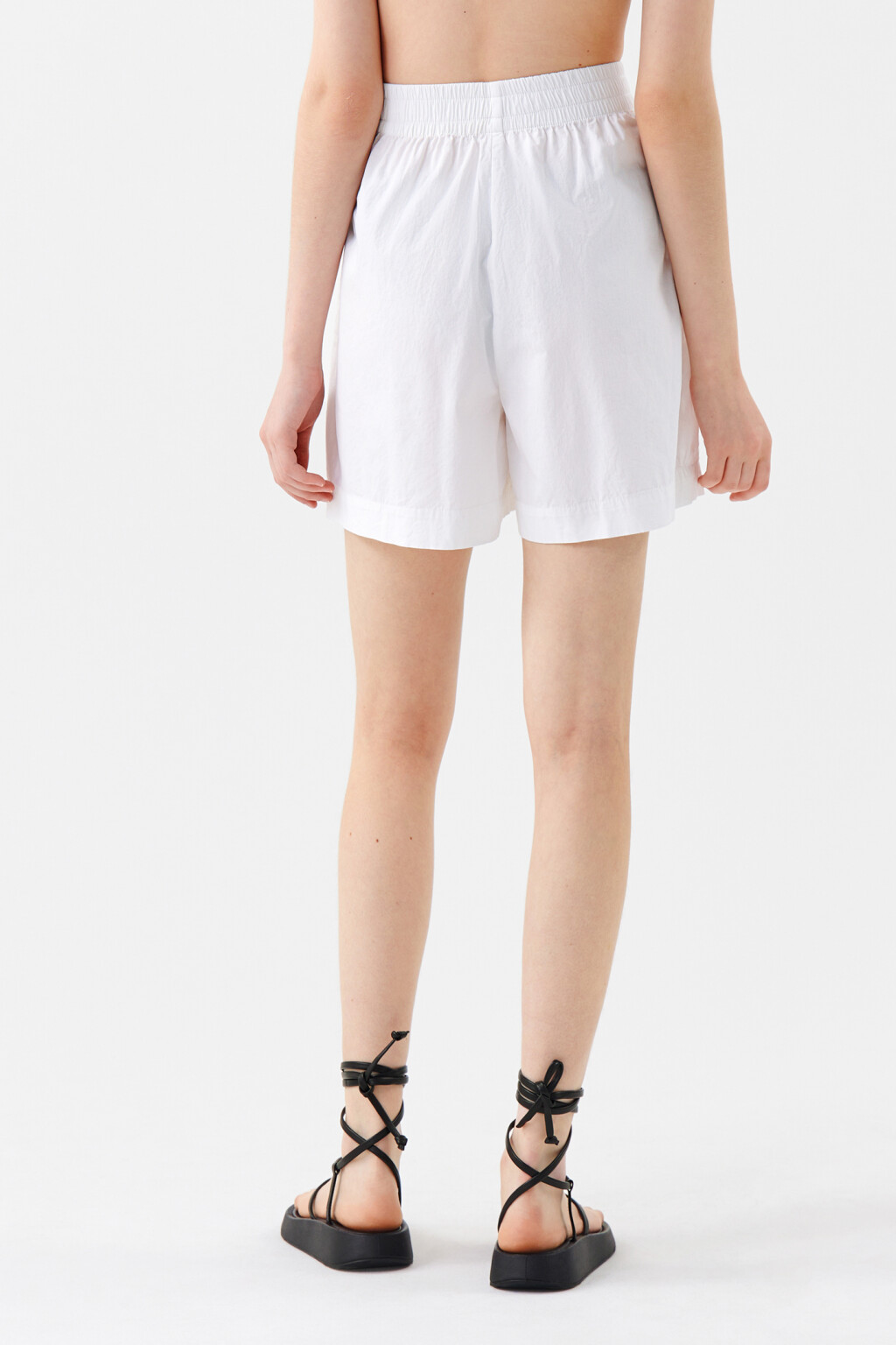 Шорты хлопковые А-силуэта - цвет белый - 4
