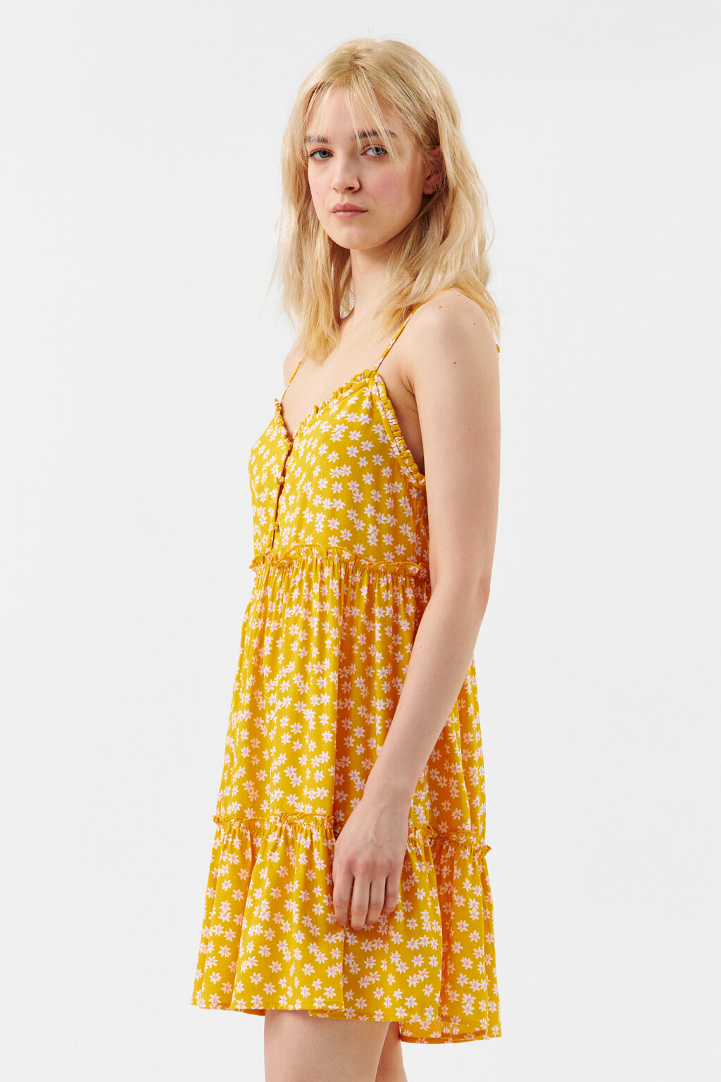 Платье-сарафан на тонких бретелях - цвет желтый - 2