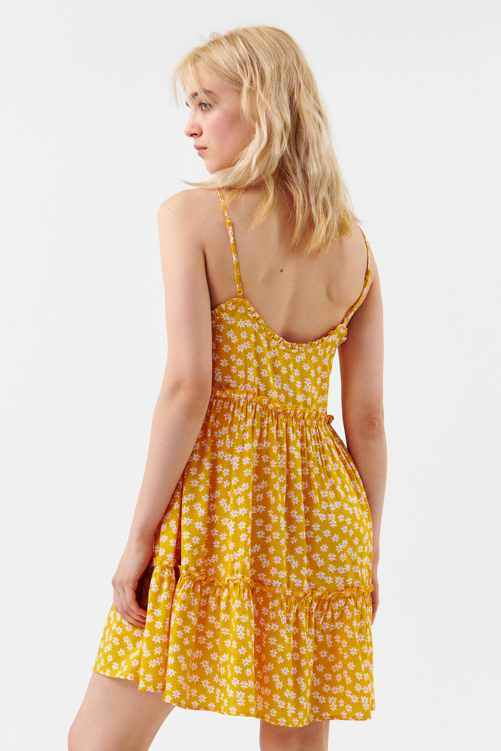 Платье-сарафан на тонких бретелях - цвет желтый - 3