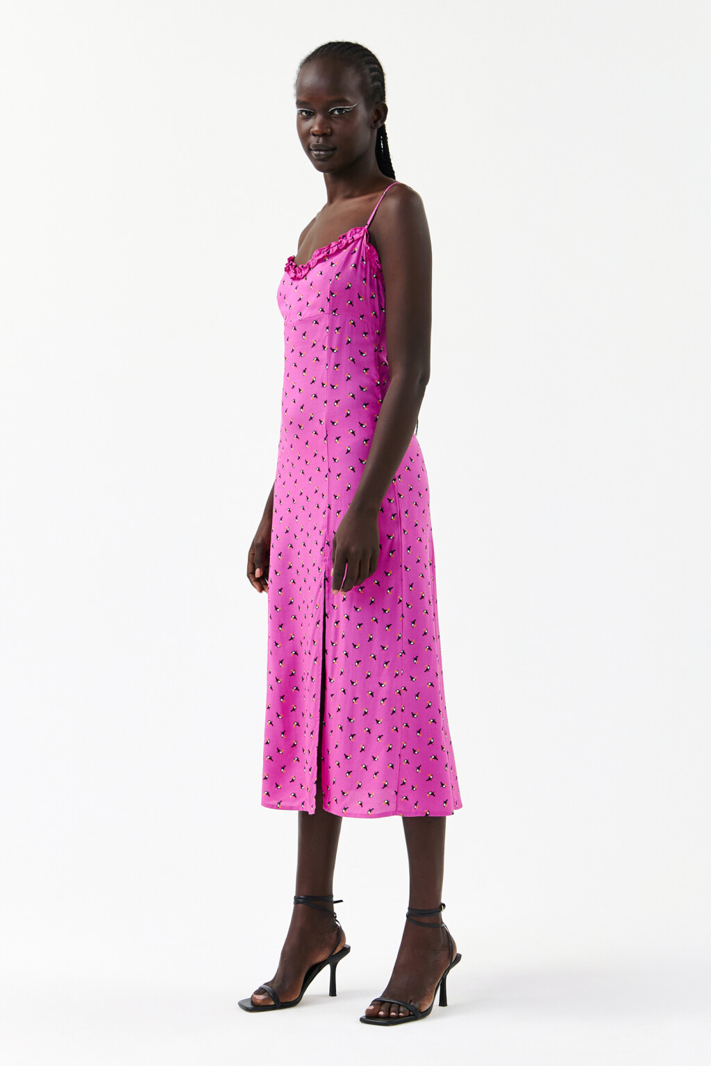 Сарафан миди с длинным боковым разрезом - цвет розовый - 3