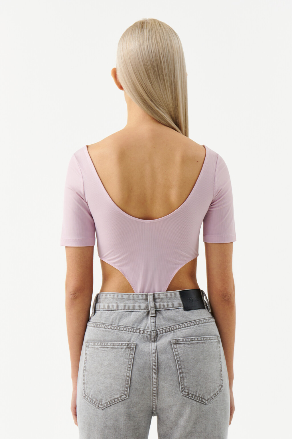 блузка-боди с высокими боковыми вырезами - цвет розовый - 2