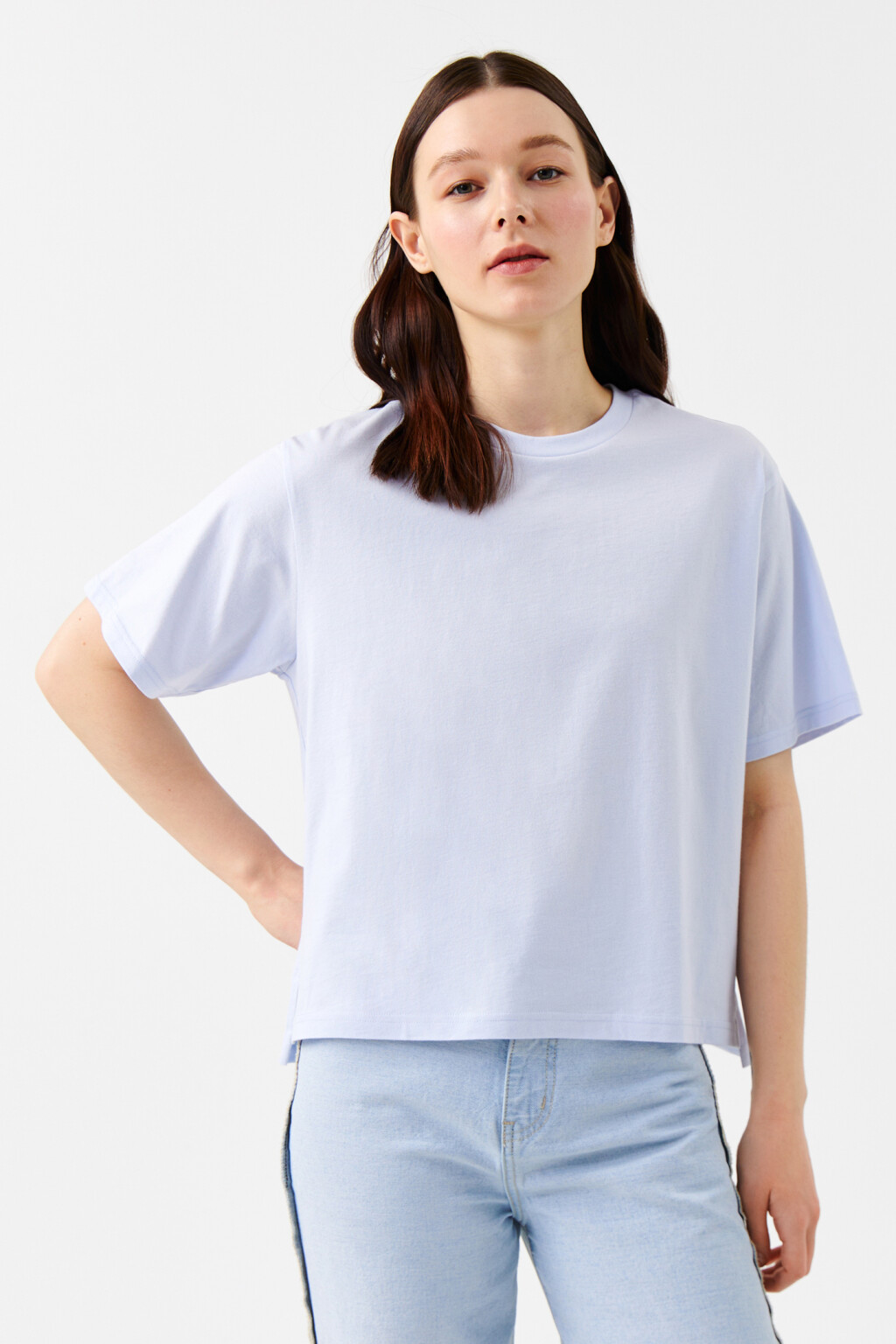 Футболка хлопковая базовая - цвет голубой - 1