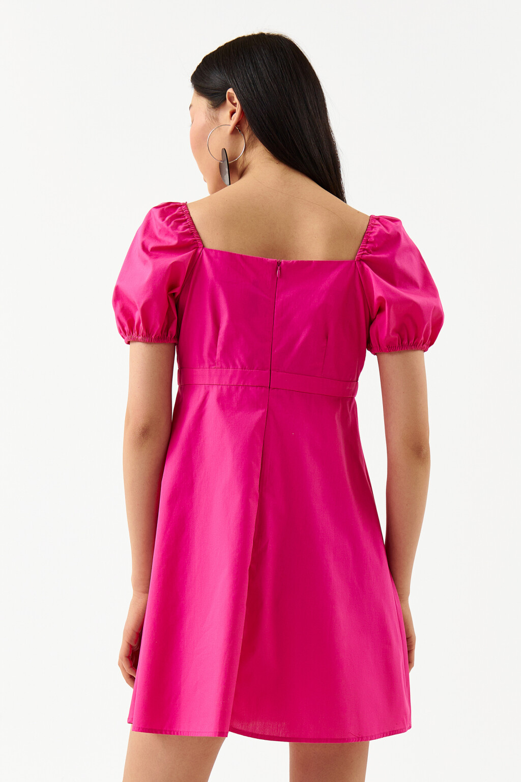 Платье мини с вырезом-сердечком - цвет розовый - 2