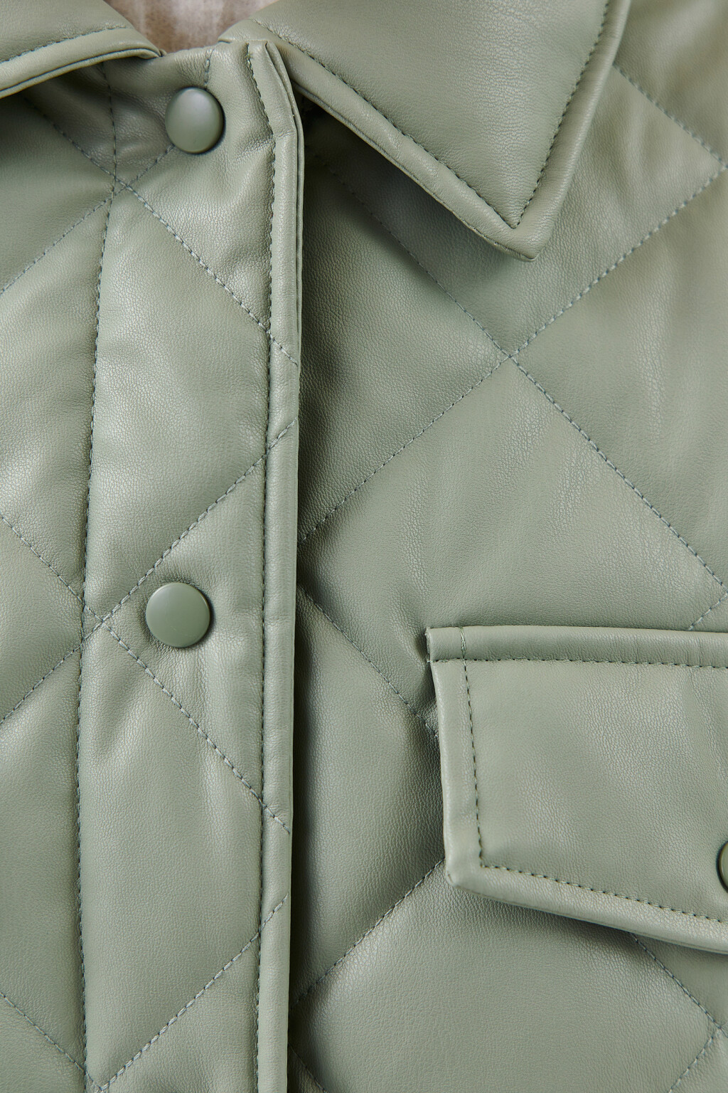 Куртка-рубашка из искусственной кожи - цвет зеленый - 5