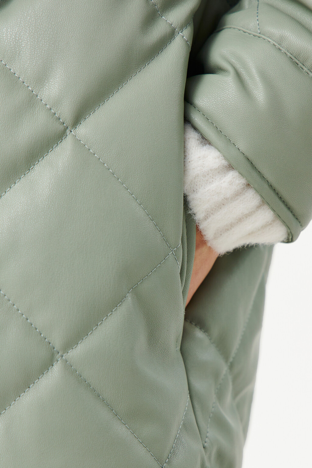Куртка-рубашка из искусственной кожи - цвет зеленый - 6