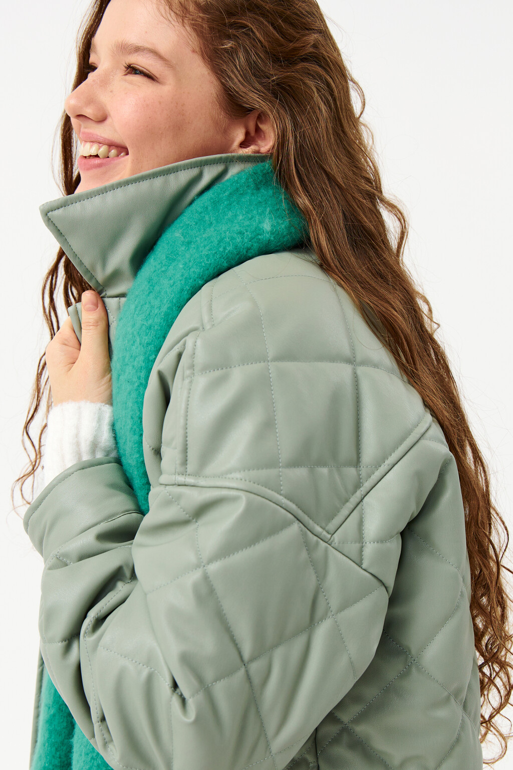 Куртка-рубашка из искусственной кожи - цвет зеленый - 8