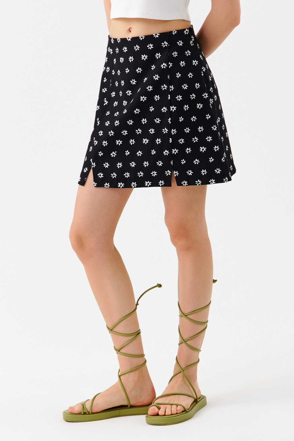 Юбка мини с разрезами снизу - цвет мультиколор - 2