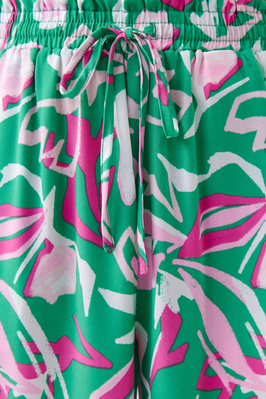 Брюки широкие с поясом на завязках - цвет зеленый - 5