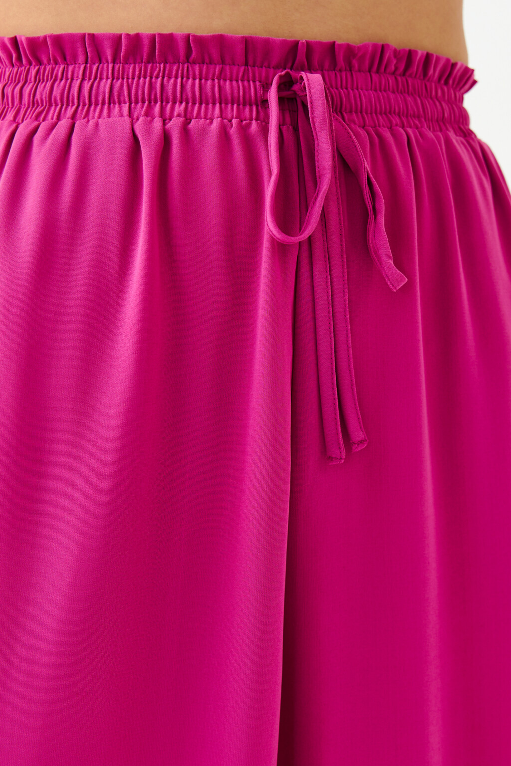 Брюки широкие с поясом на завязках - цвет розовый - 5