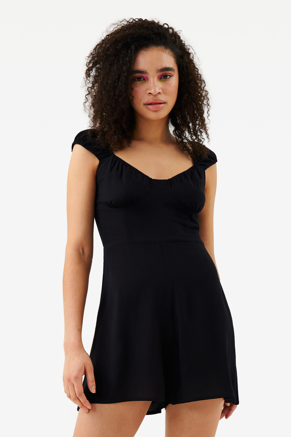 Полукомбинезон на широких бретелях - цвет черный - 1