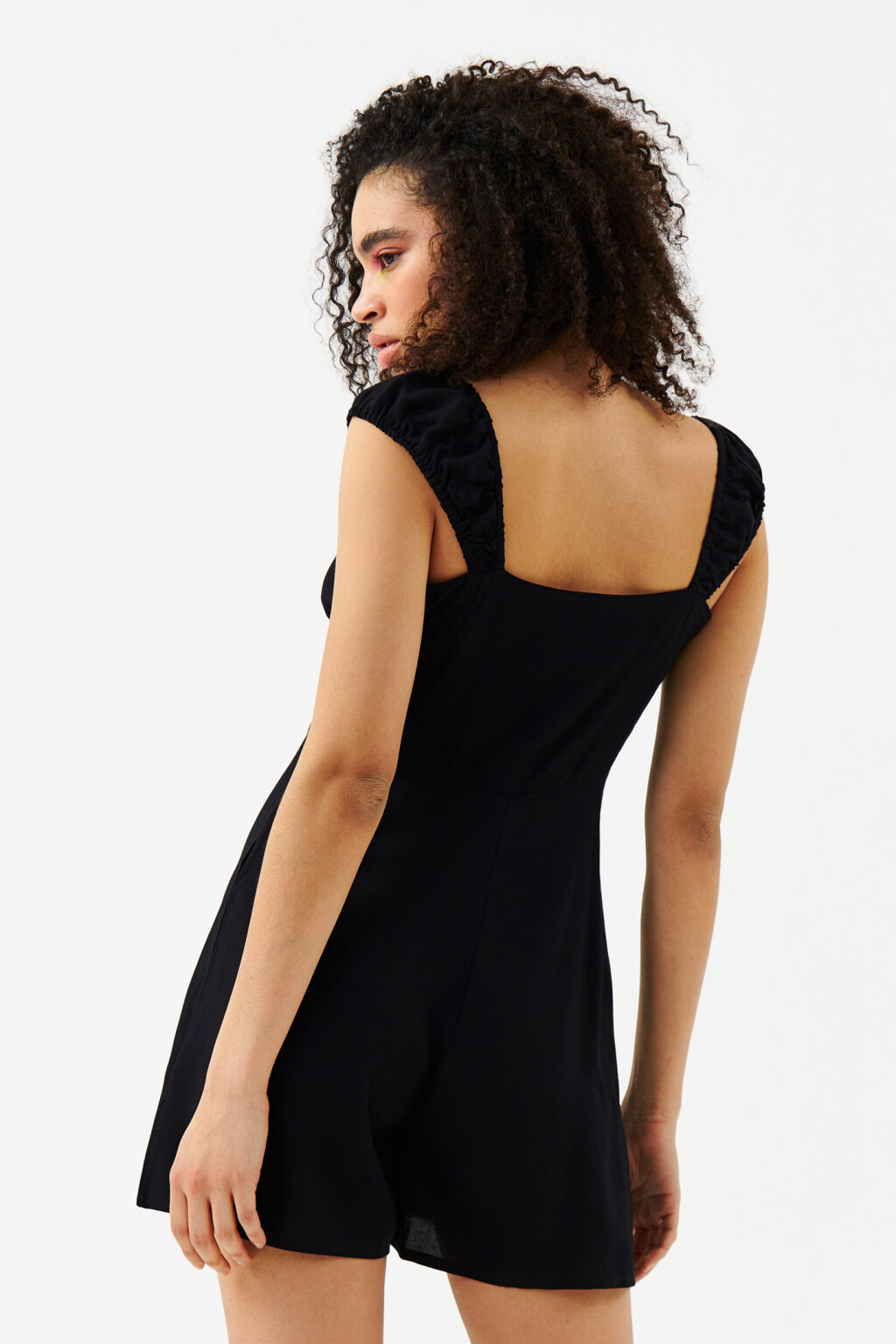 Полукомбинезон на широких бретелях - цвет черный - 2