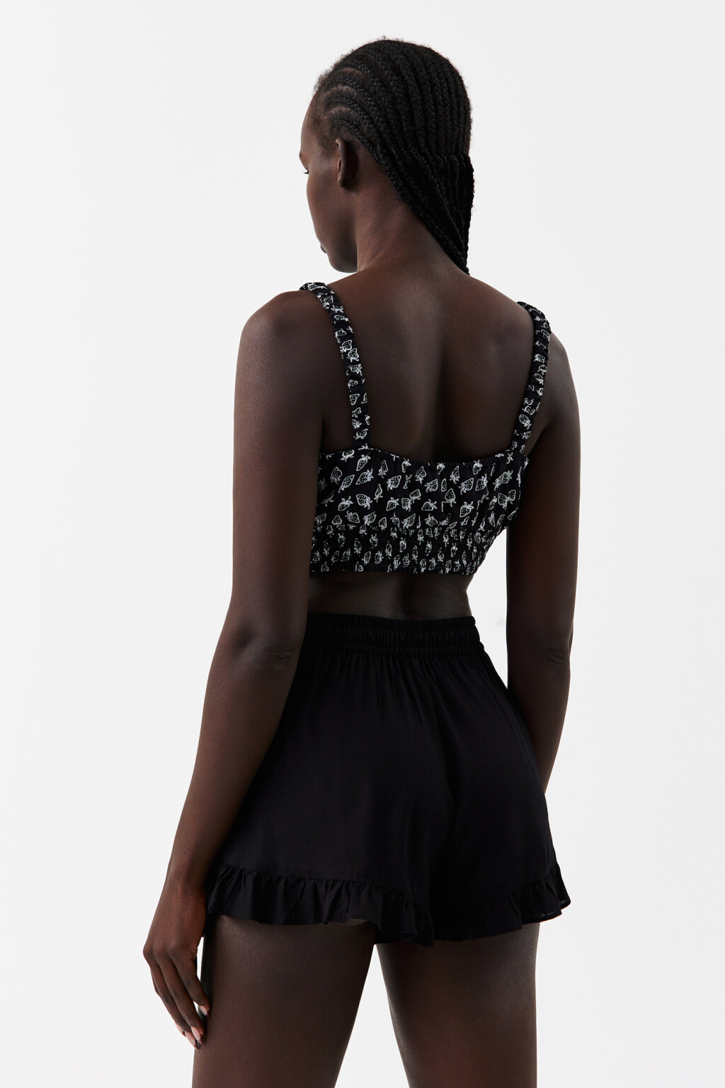 Топ-майка укороченный на узких бретелях - цвет черный - 3