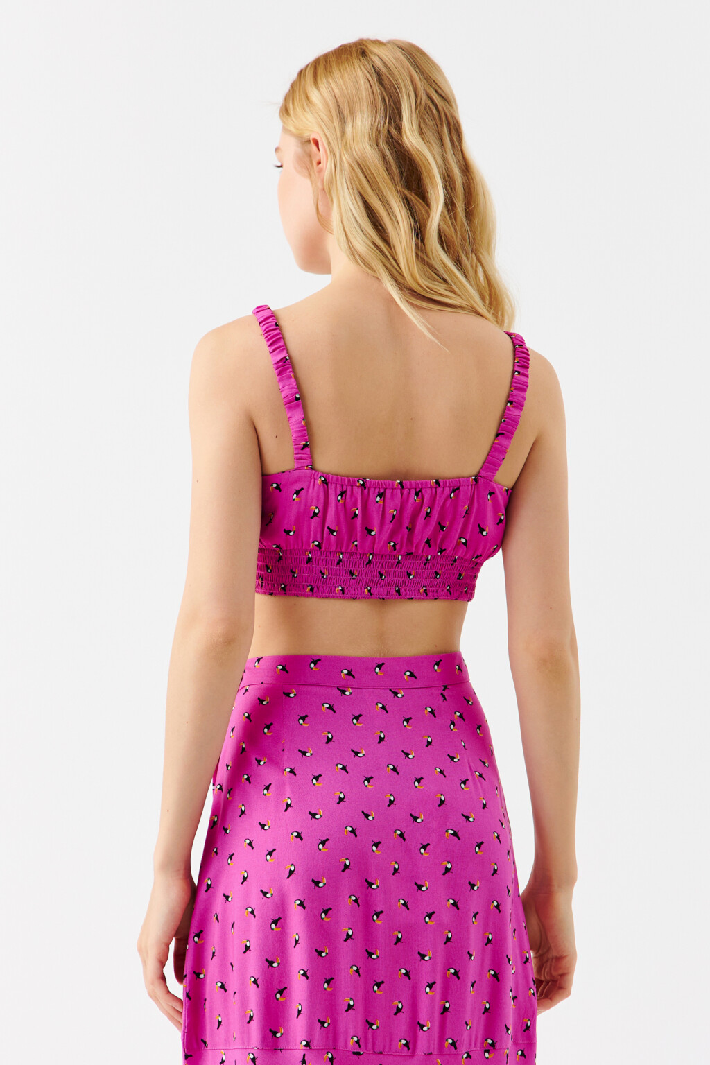 Топ-майка укороченный на узких бретелях - цвет розовый - 3