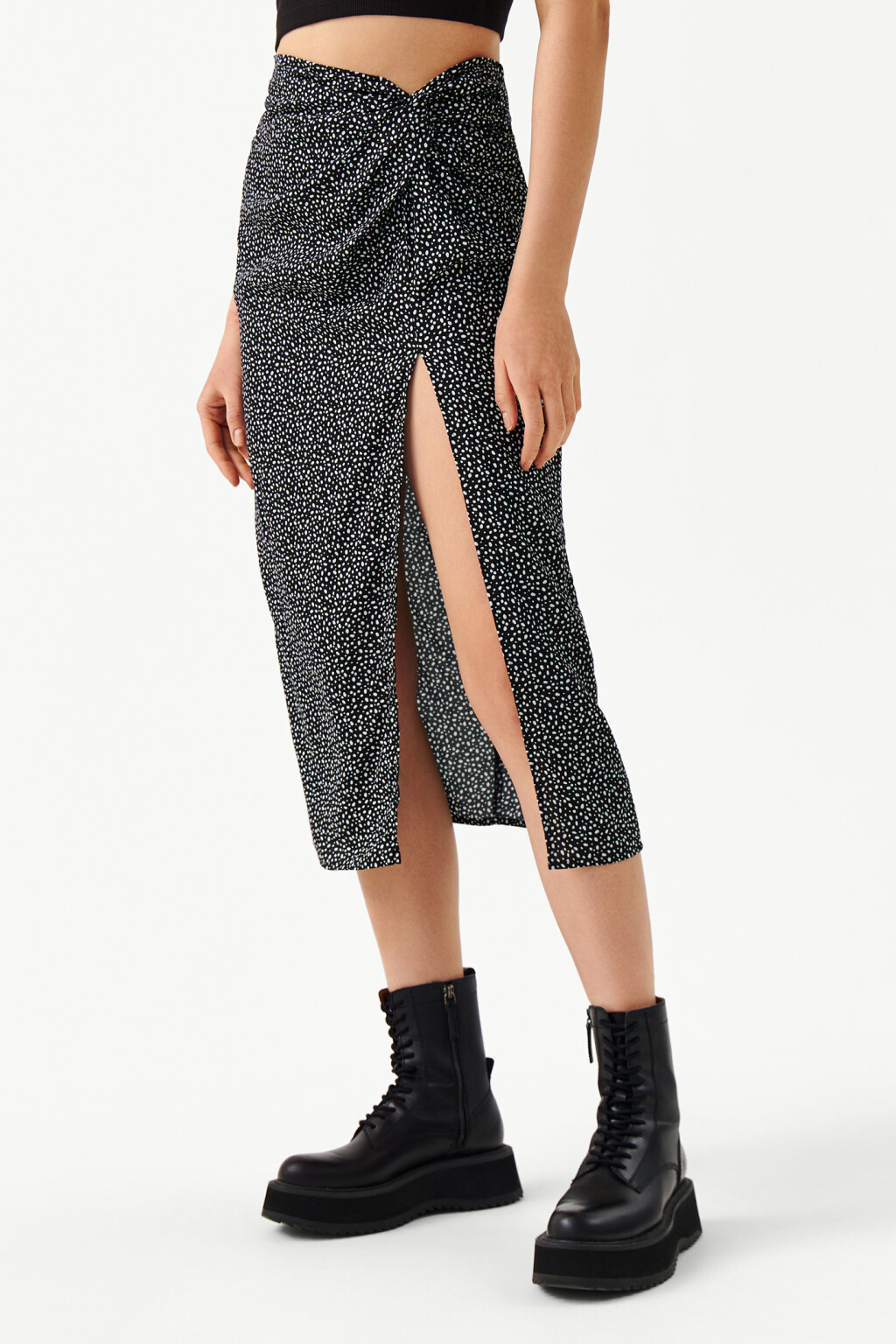 Юбка миди с длинным разрезом - цвет мультиколор - 3