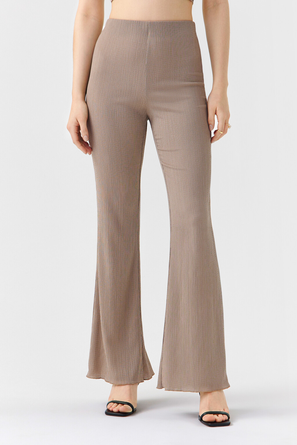 Брюки клеш с волнистыми краями - цвет бежевый - 1