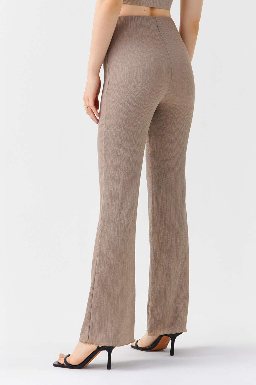 Брюки клеш с волнистыми краями - цвет бежевый - 2