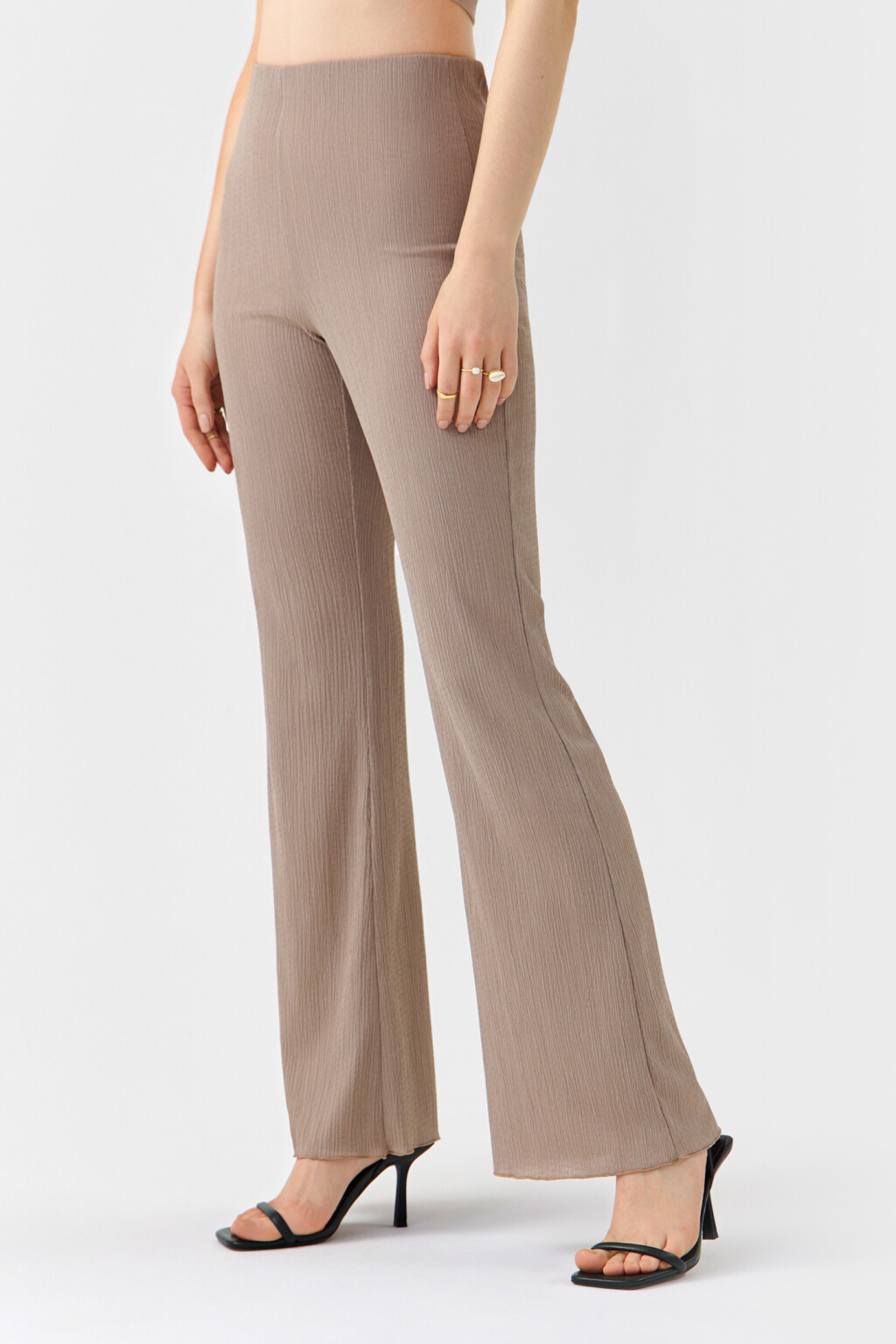 Брюки клеш с волнистыми краями - цвет бежевый - 3